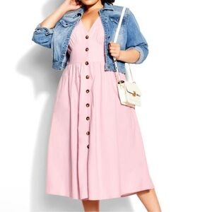 City Chic Pink Button-Down Dress